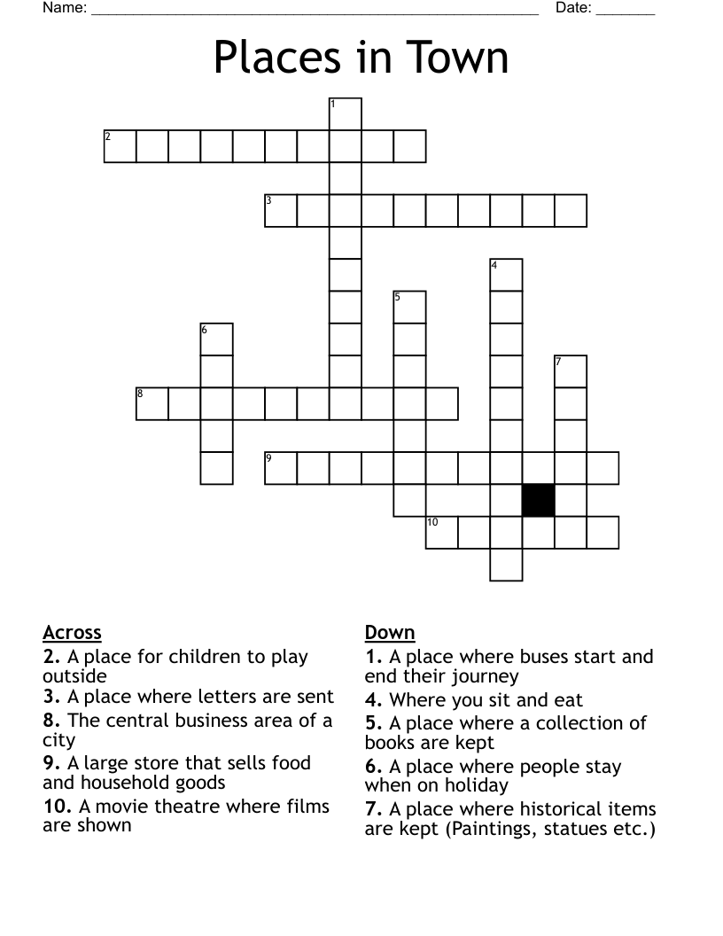 Places in Town Crossword