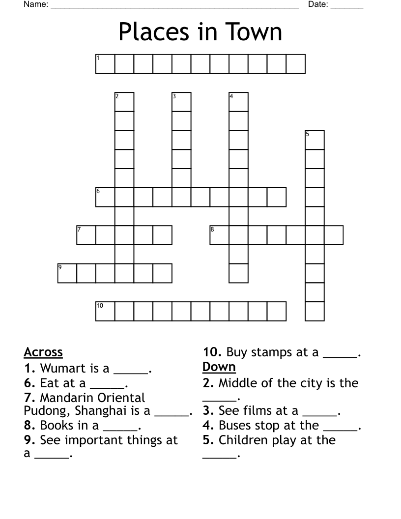 Places in Town Crossword
