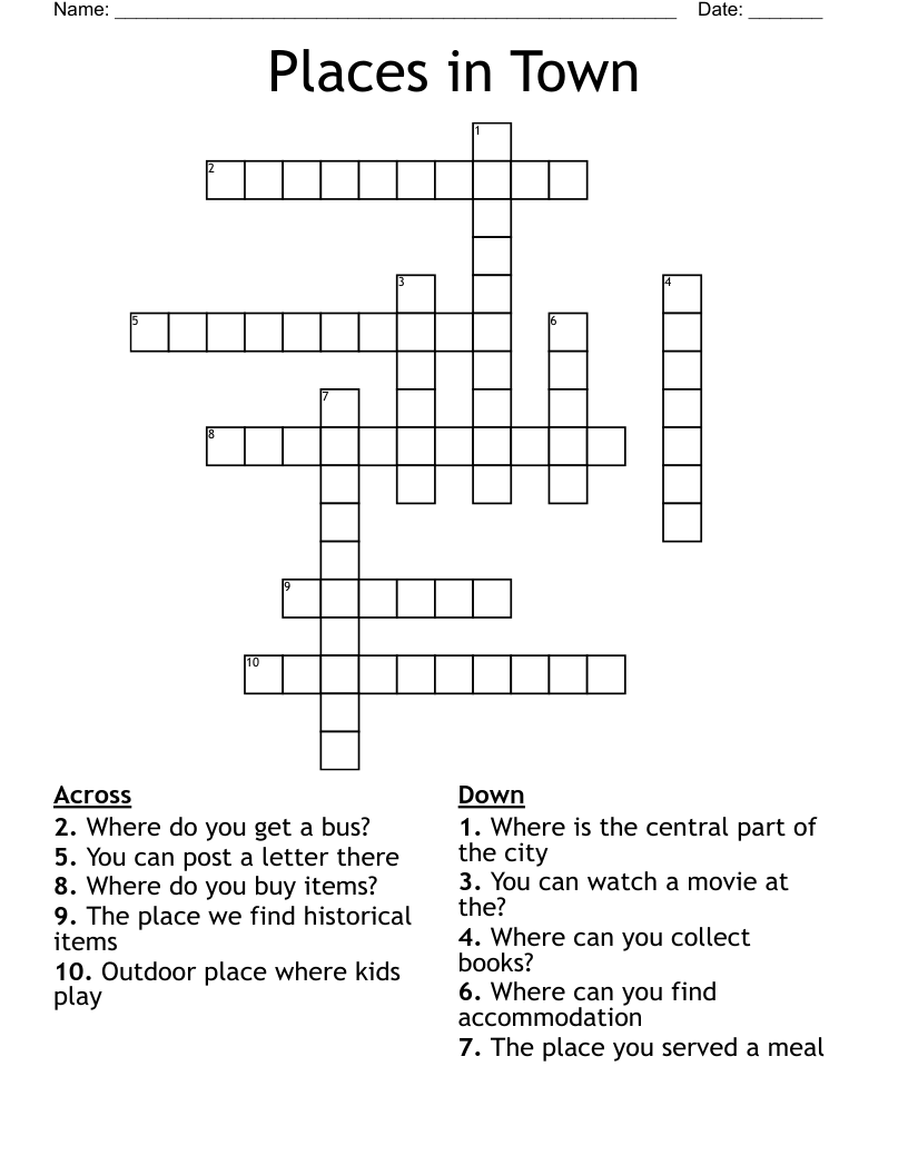 Places in Town Crossword