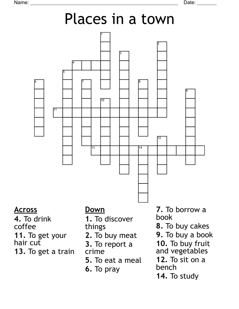 Places in a town Crossword