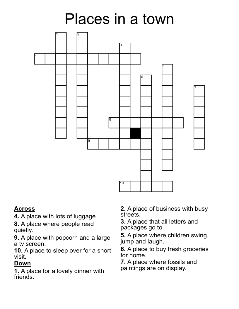 Places in a town Crossword