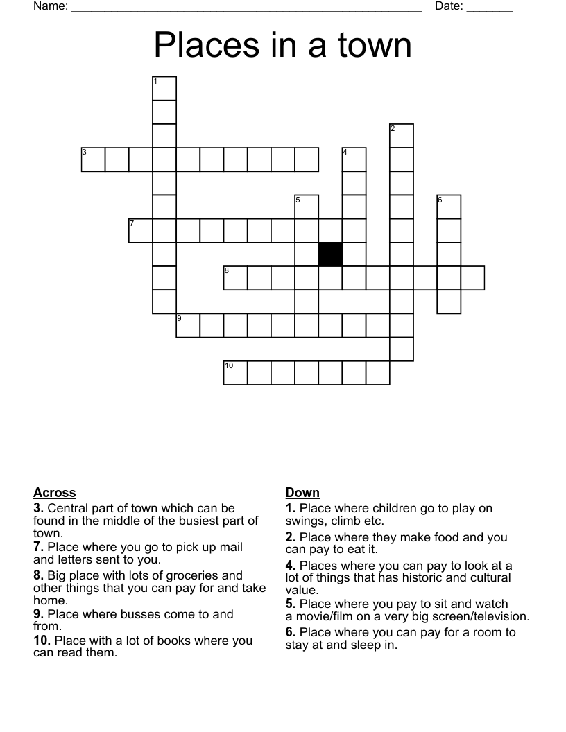 Places in a town Crossword