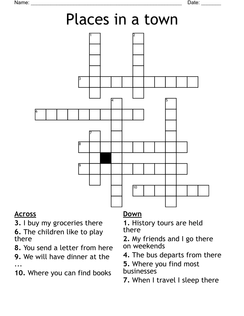 Places in a town Crossword