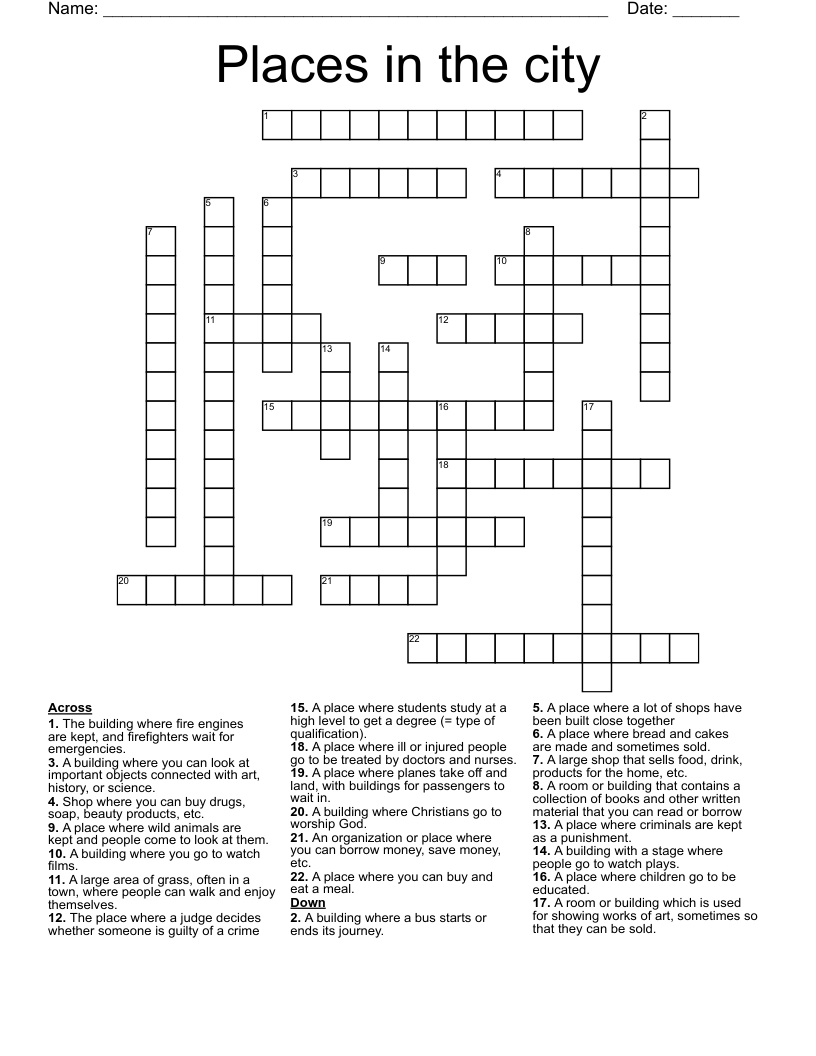 Places in the city Crossword
