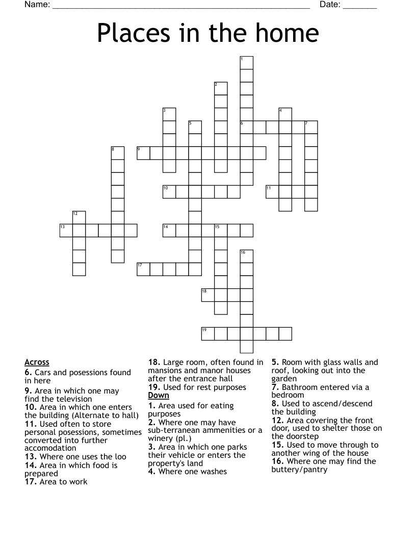 Places in the home Crossword