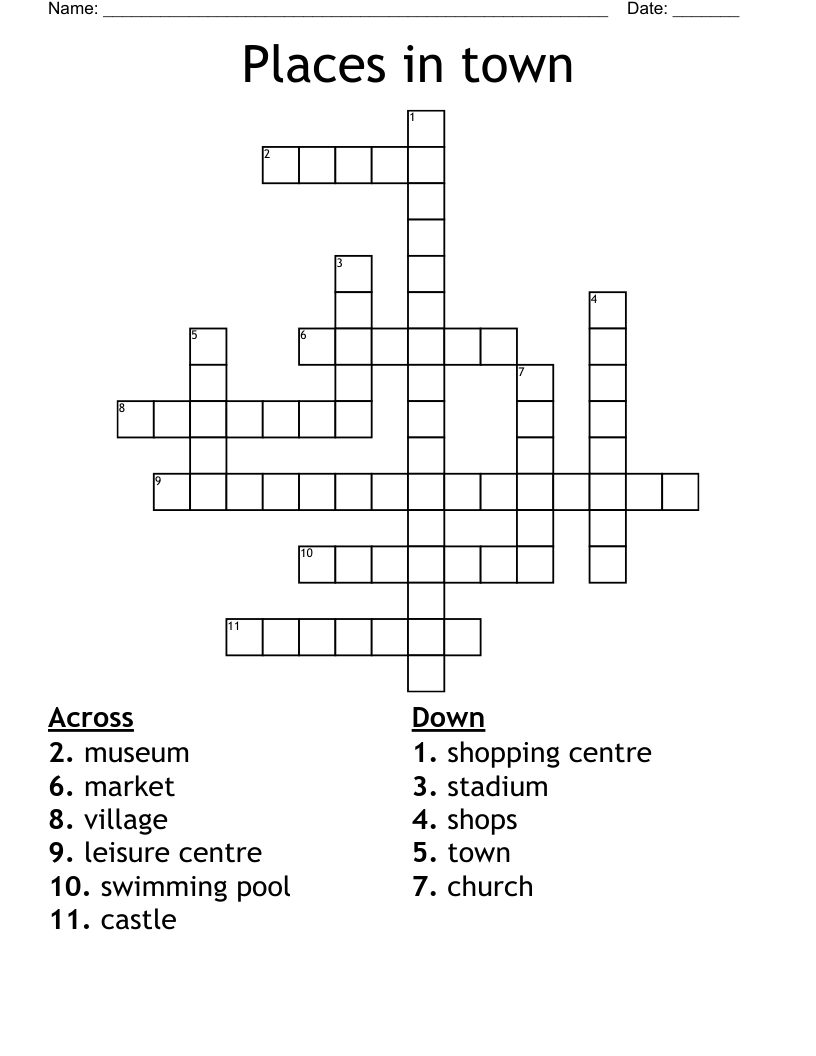 Places in town Crossword