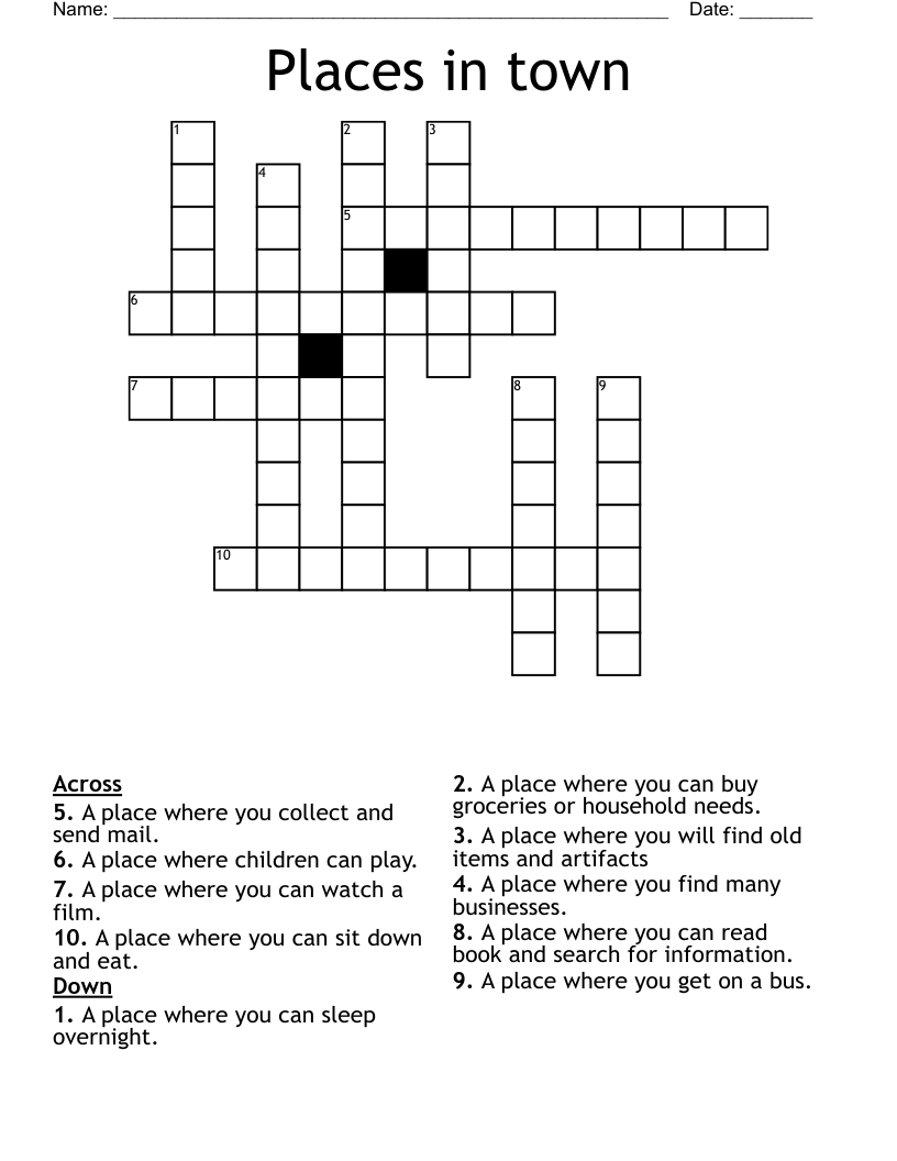 Places in town Crossword