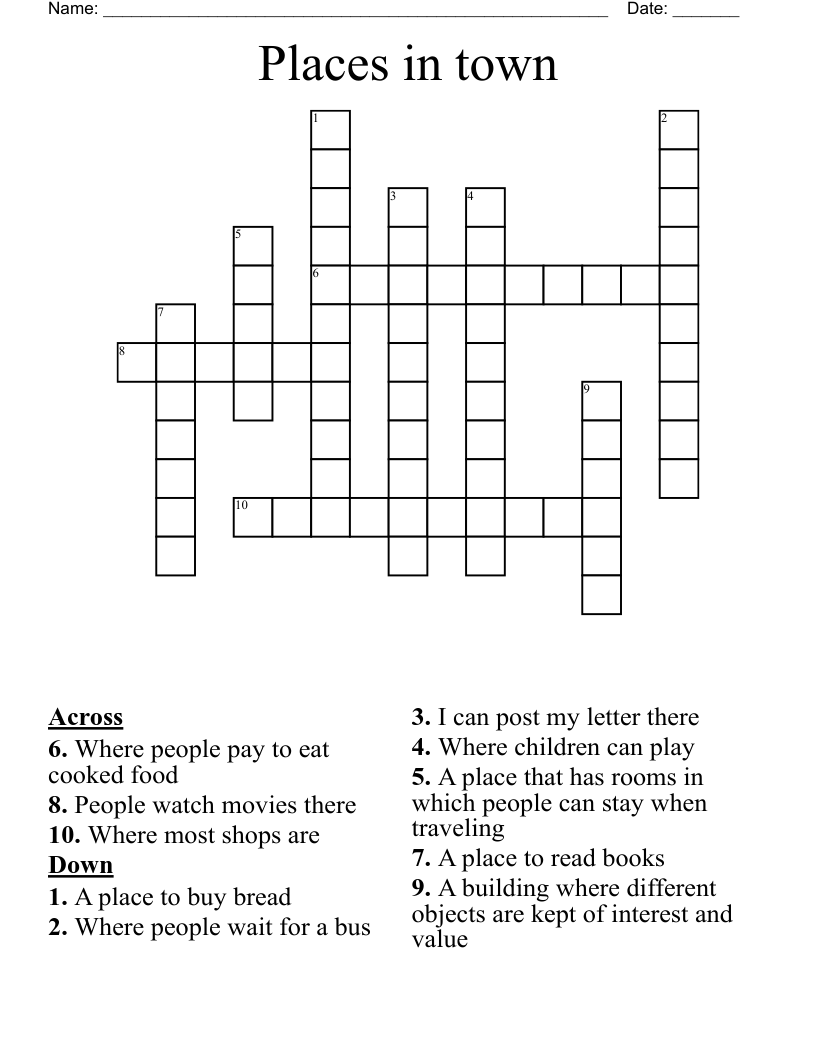 Places in town  Crossword