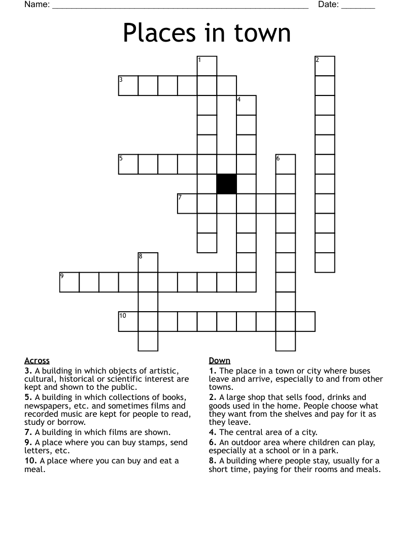 Places in town  Crossword