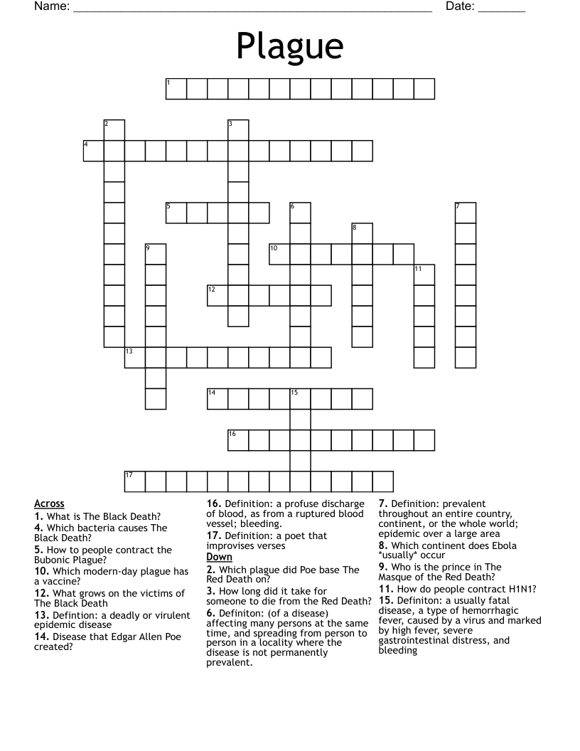 Plague Crossword