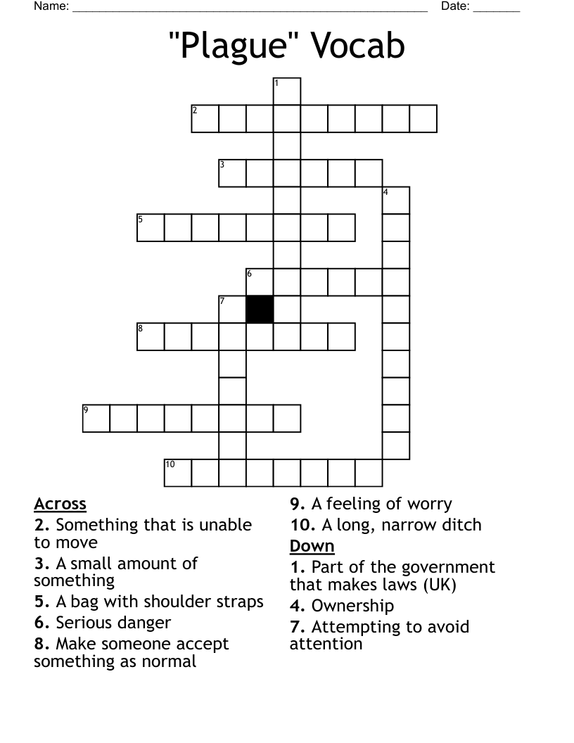 "Plague" Vocab Crossword