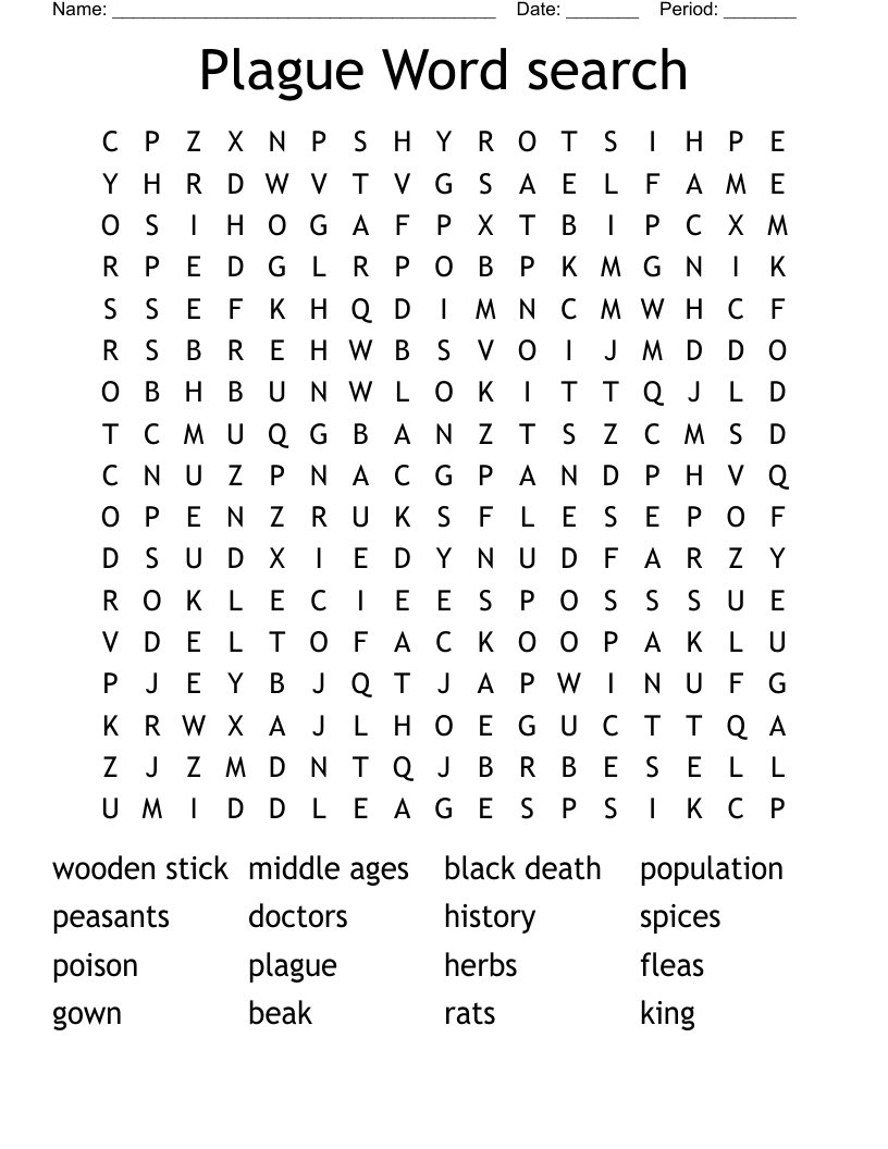 Plague Word search