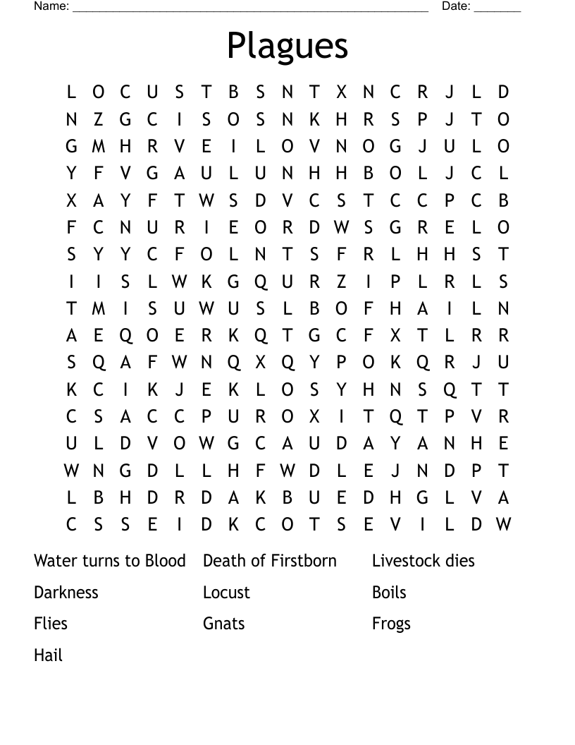 Plagues Word Search