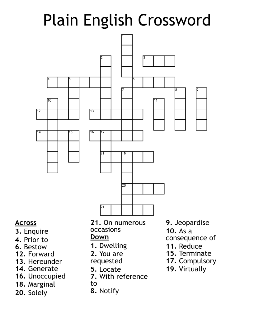 Plain English Crossword