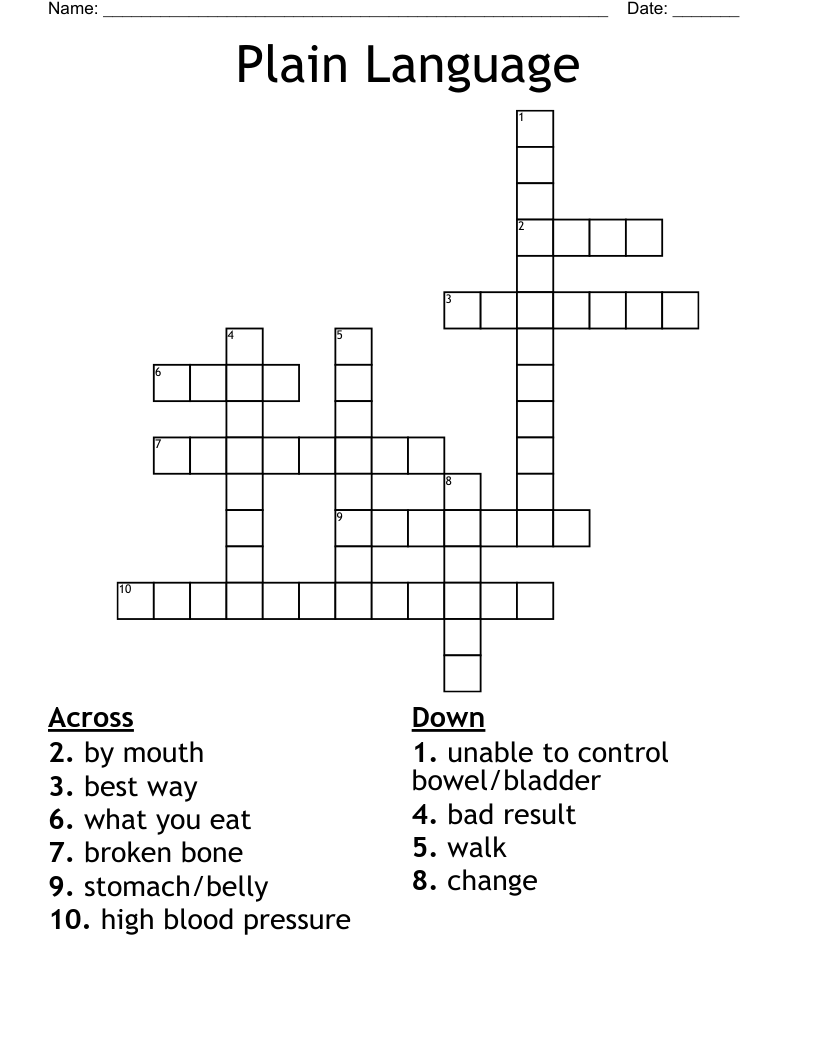Plain Language Crossword