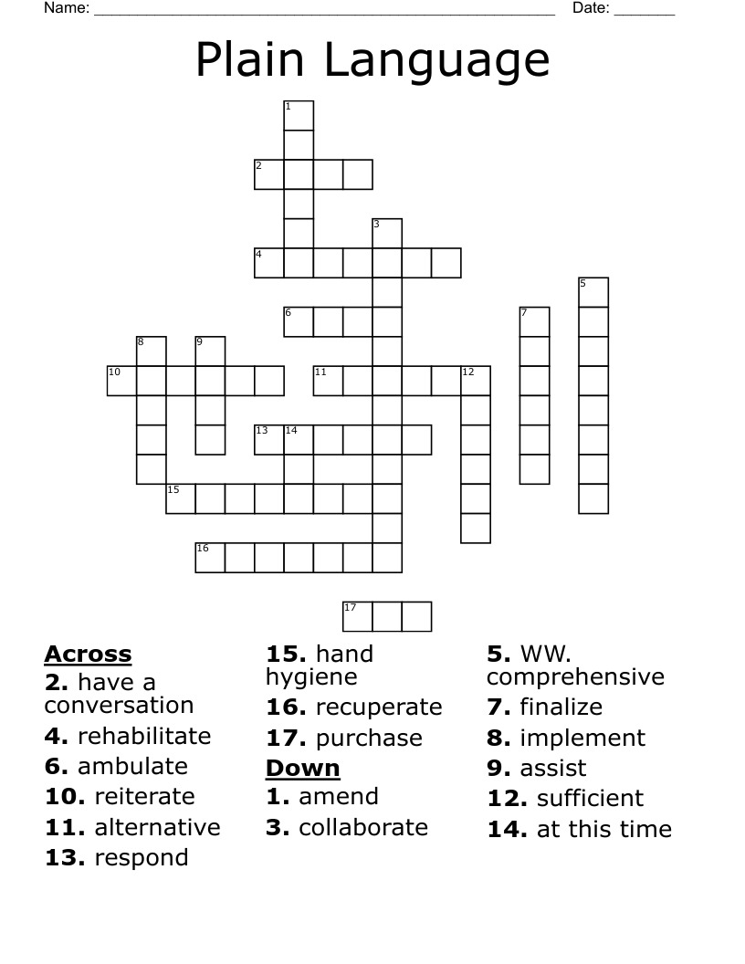 Plain Language Crossword