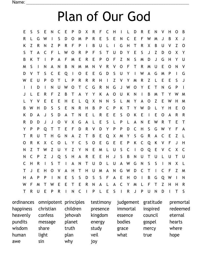 Plan of Our God Word Search