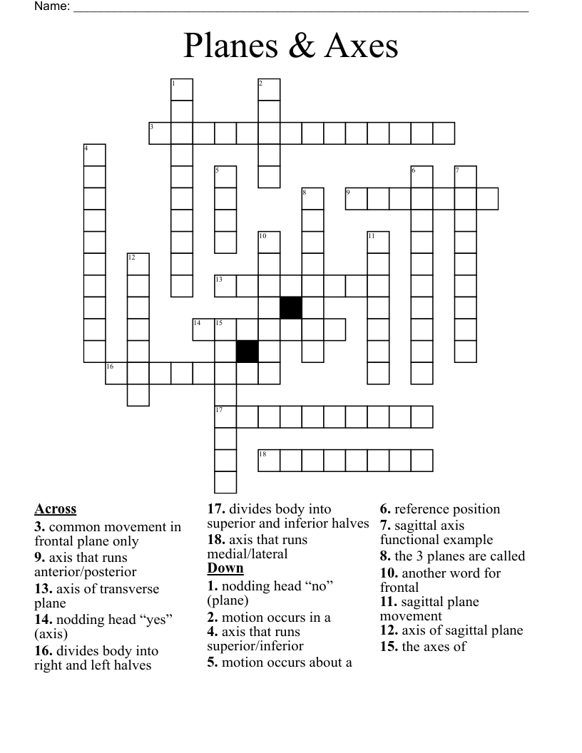 Planes & Axes Crossword