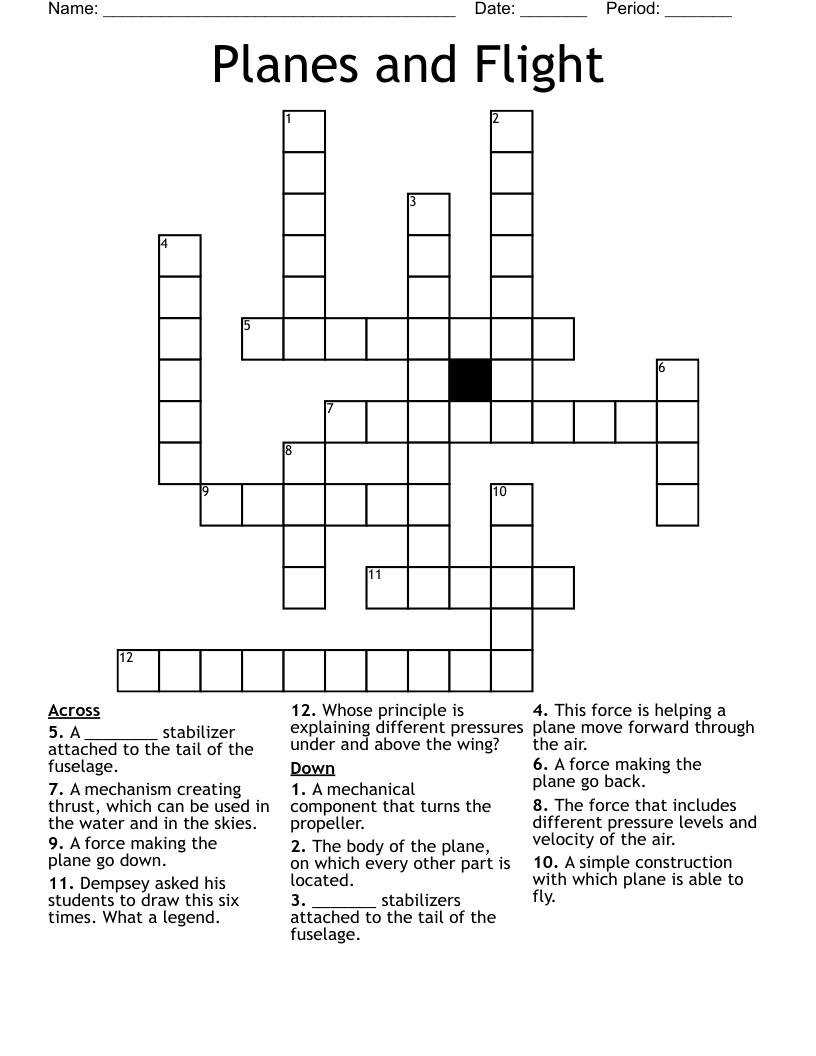 Planes and Flight Crossword