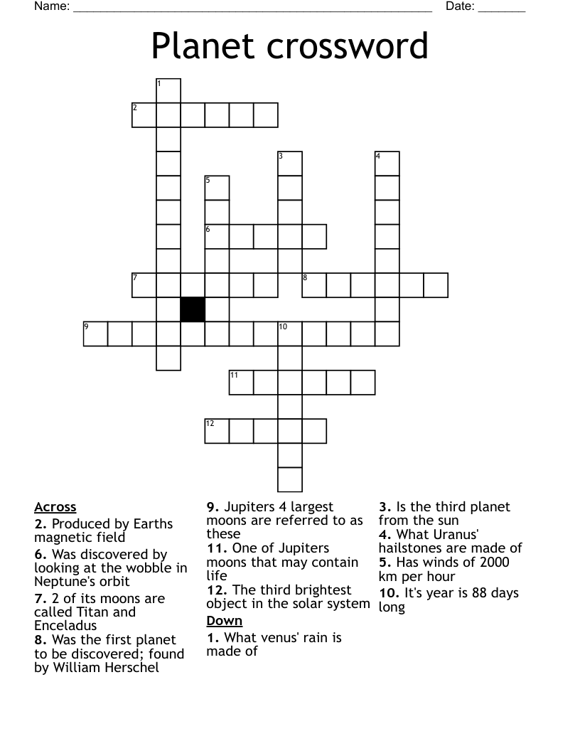 Planet crossword