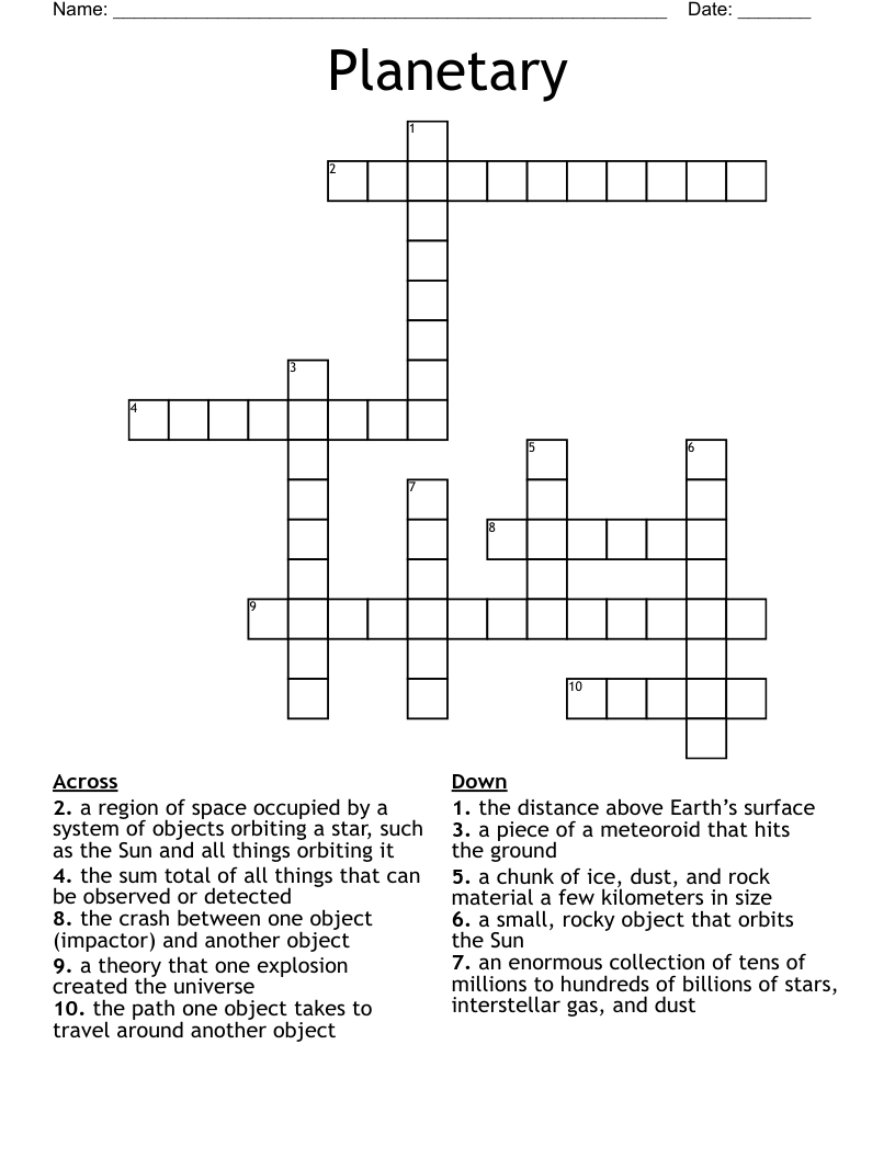 Planetary Crossword