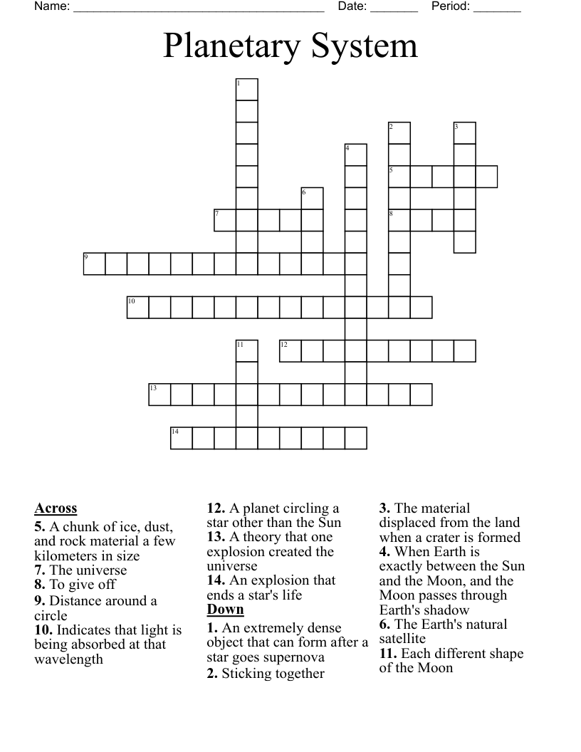 Planetary System Crossword