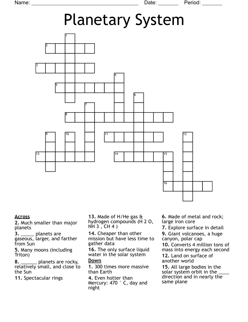 Planetary System Crossword