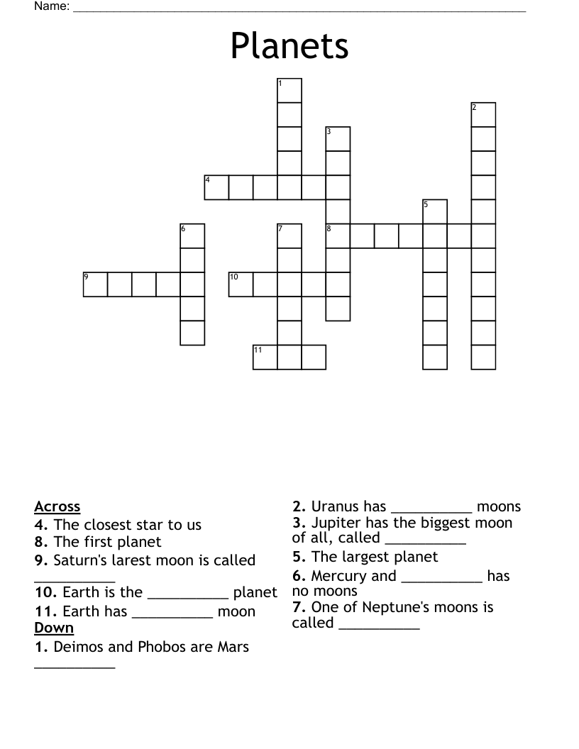Planets Crossword