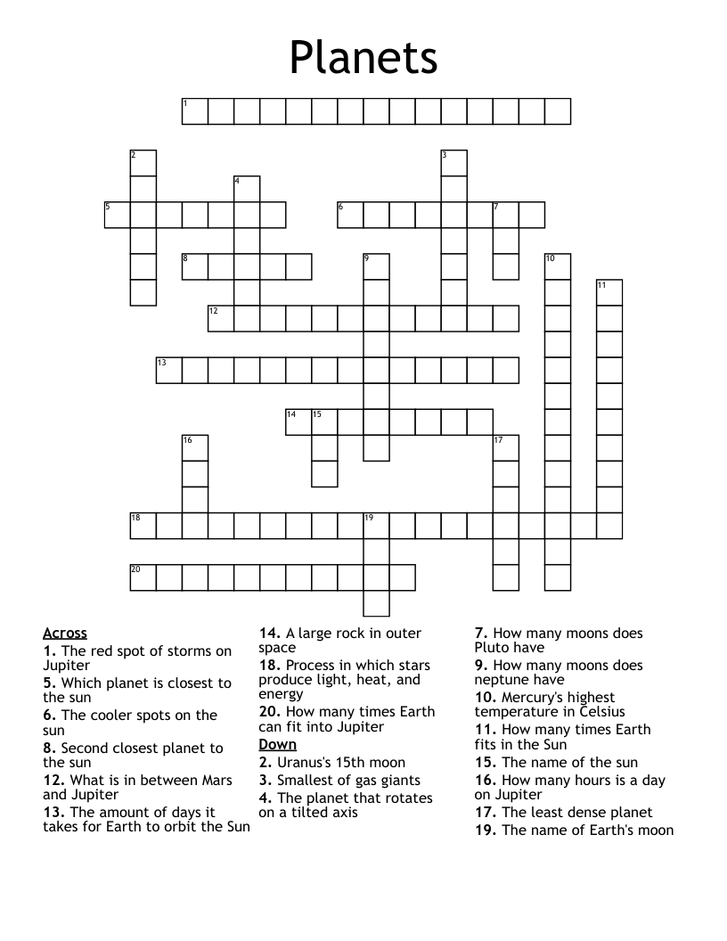 Planets Crossword