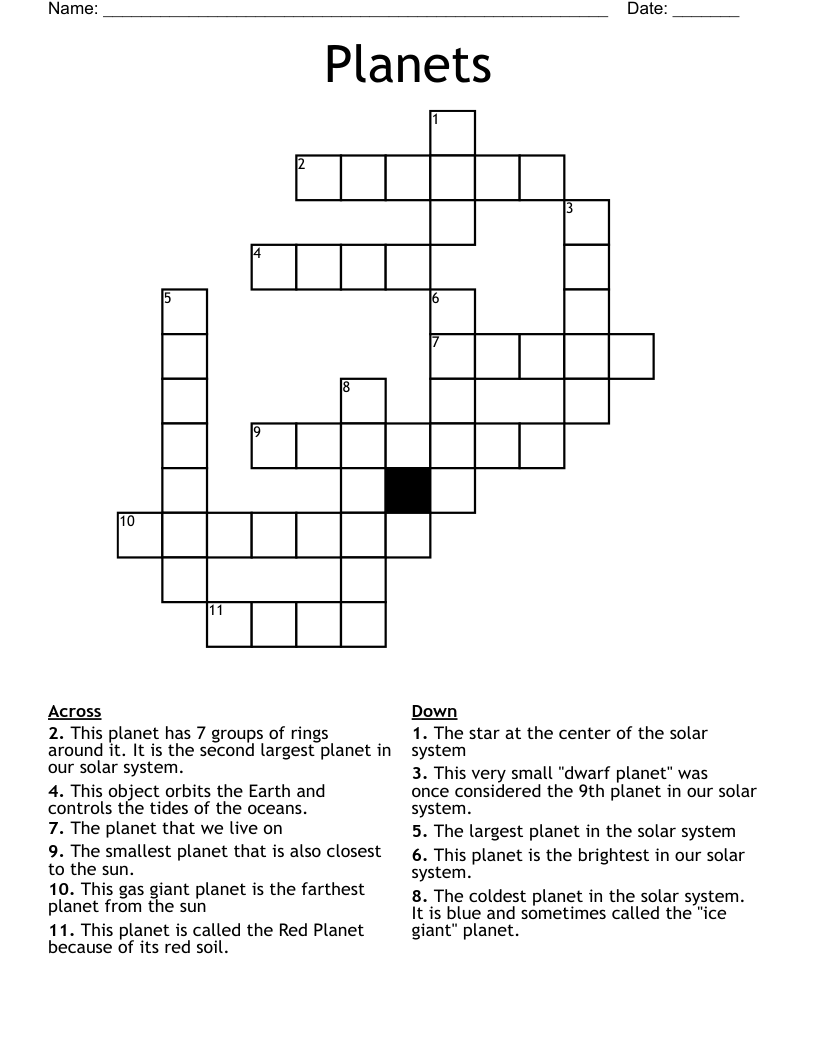 Planets Crossword