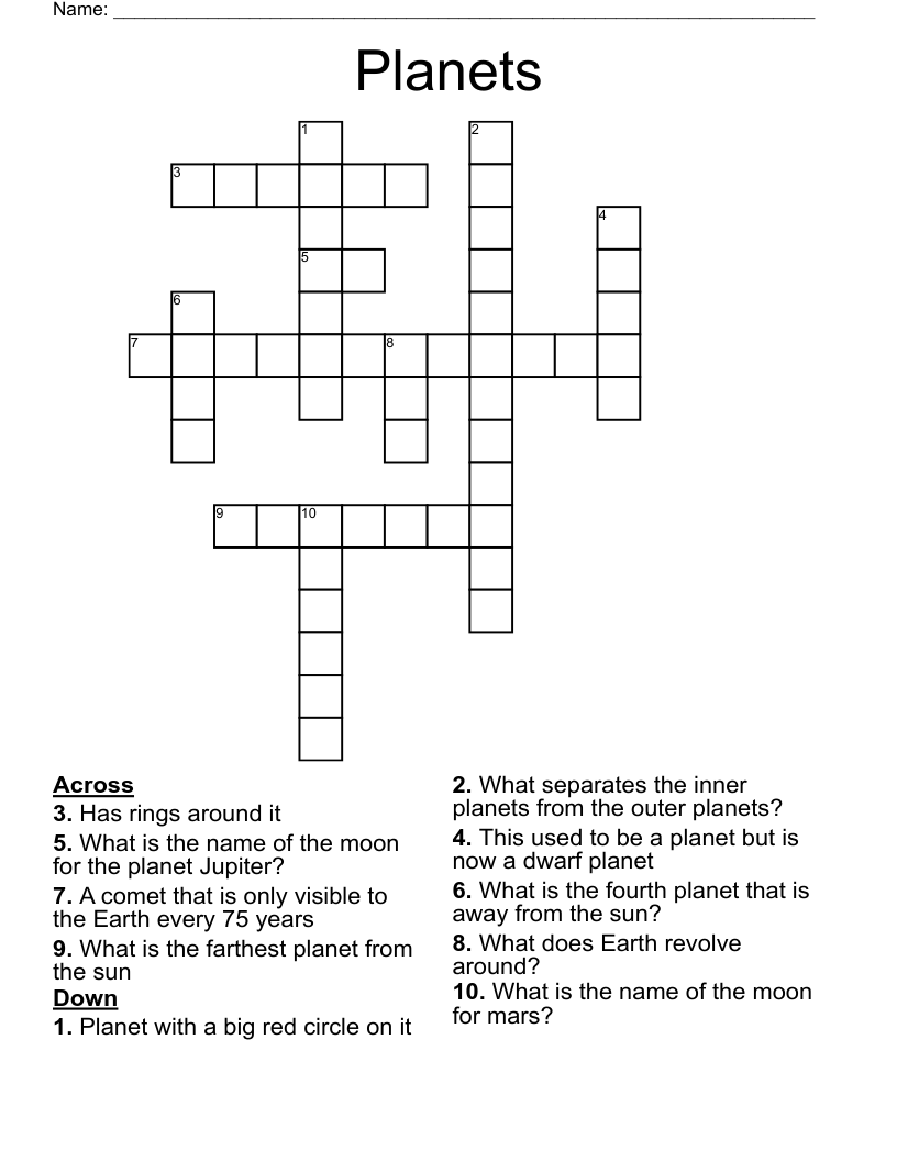 Planets Crossword