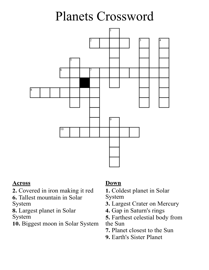 Planets Crossword