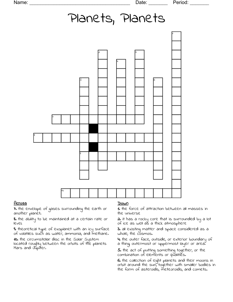 Planets, Planets Crossword