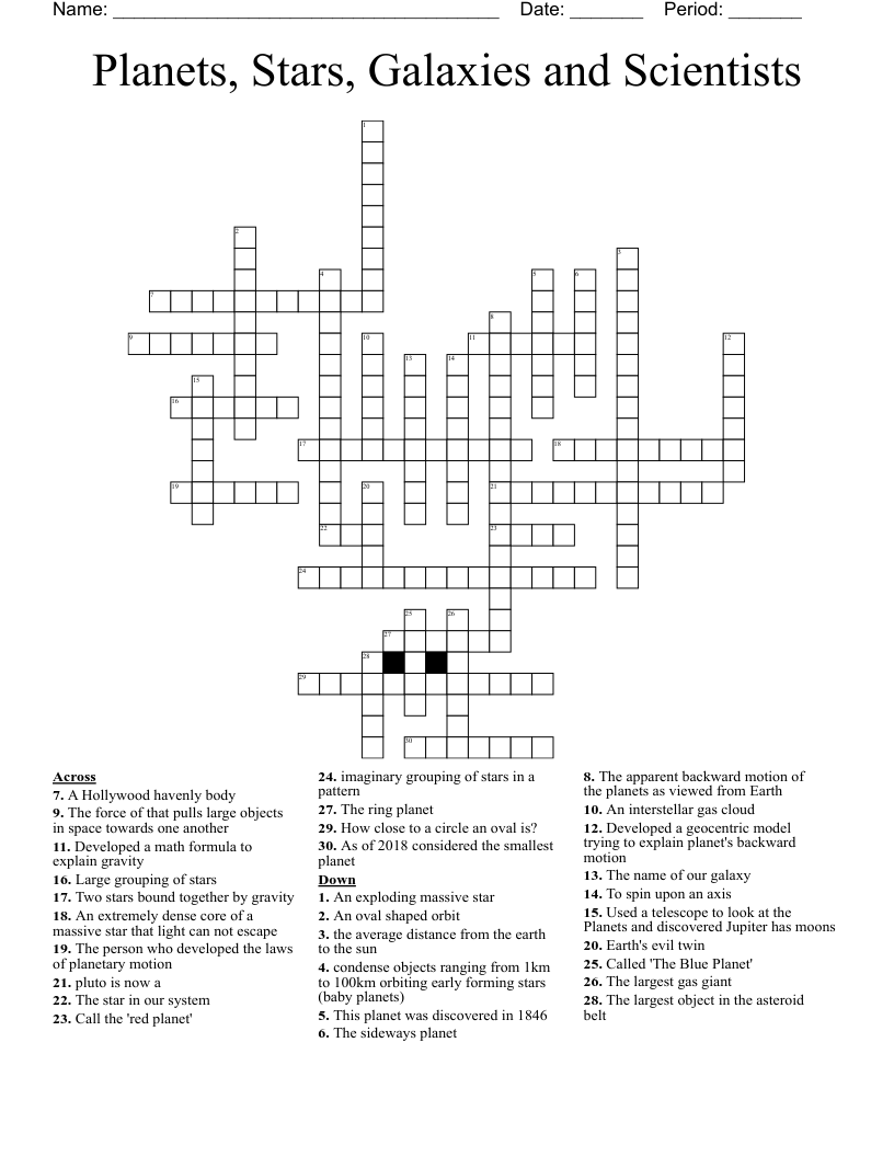 Planets, Stars, Galaxies and Scientists Crossword