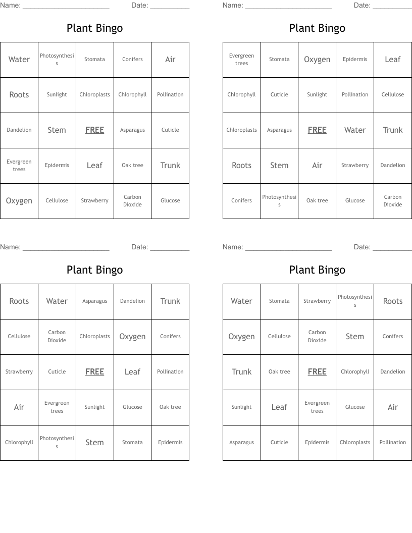 Plant Bingo