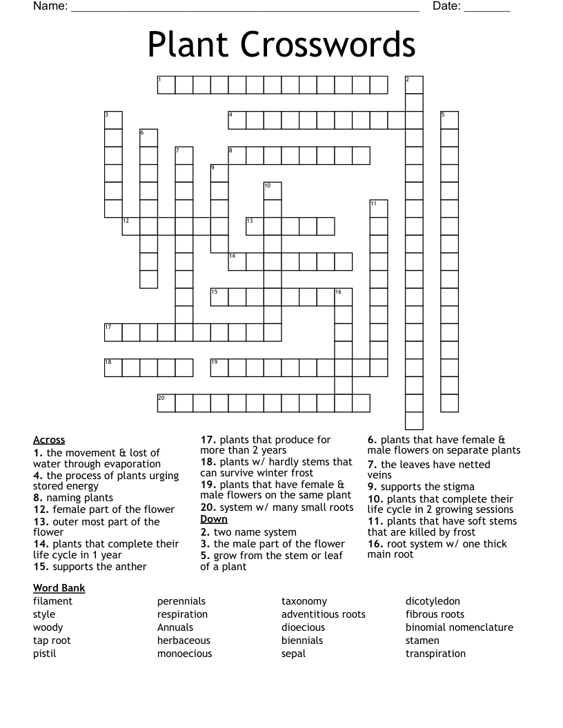 Plant Crosswords