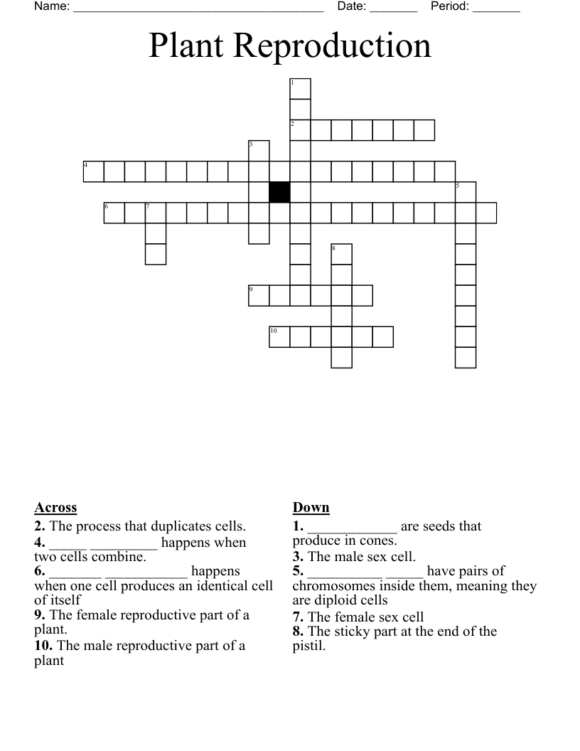 Plant Reproduction Crossword