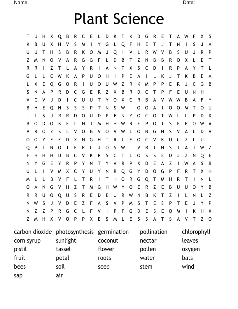 Plant Science Word Search
