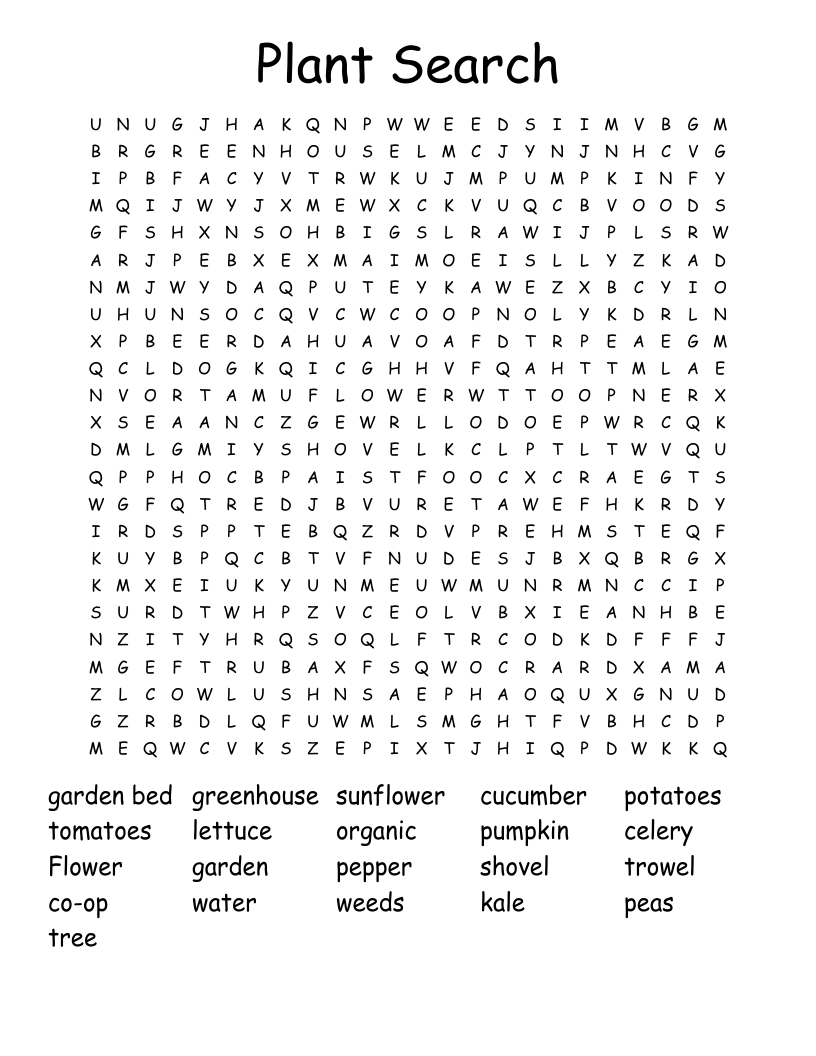 Plant Search Word Search