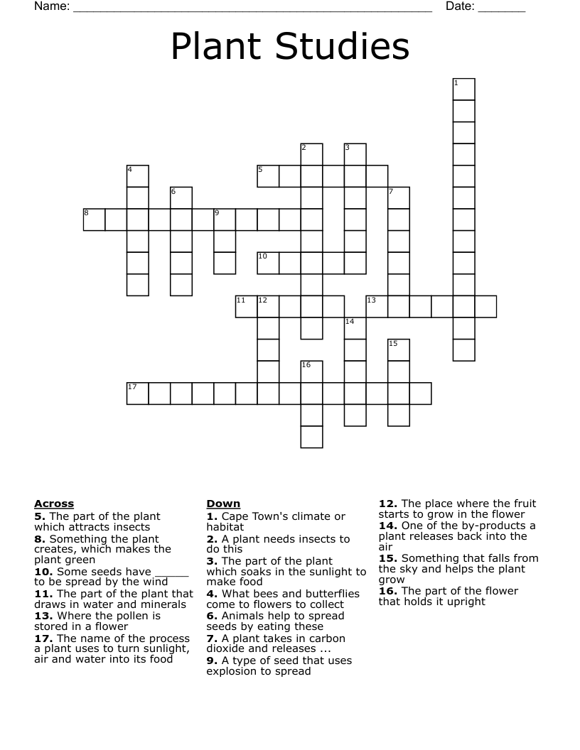 Plant Studies Crossword