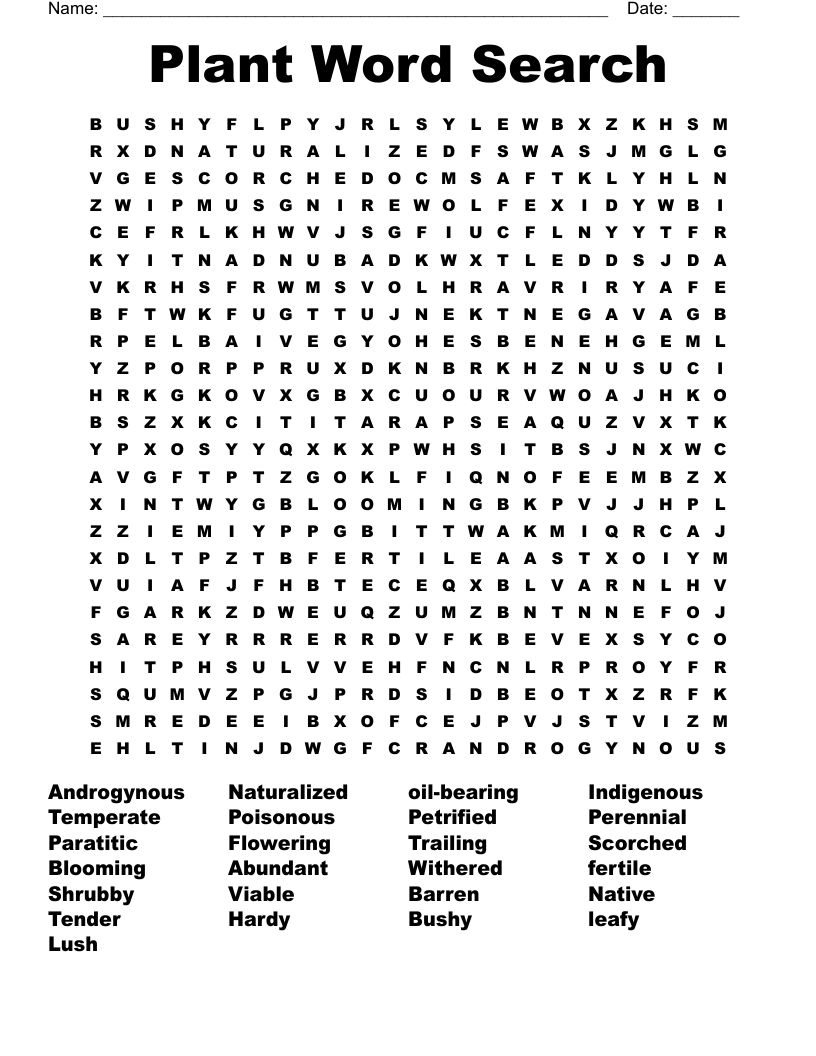 Plant Word Search 