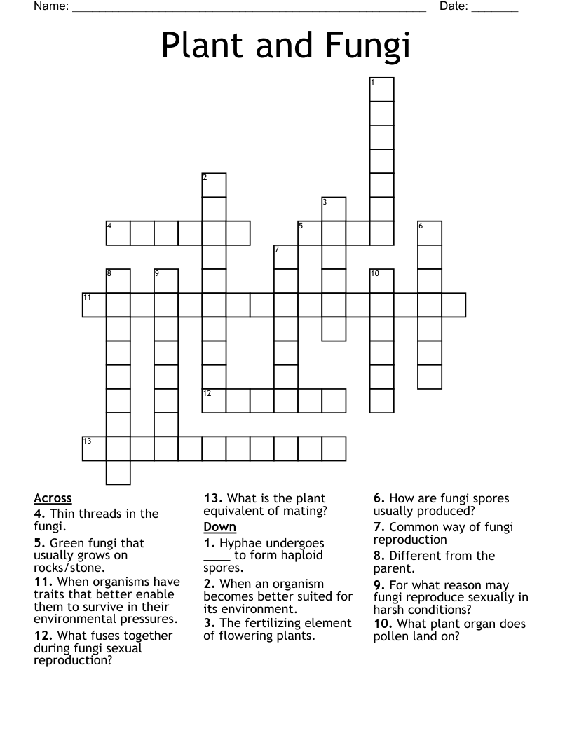Plant and Fungi Crossword