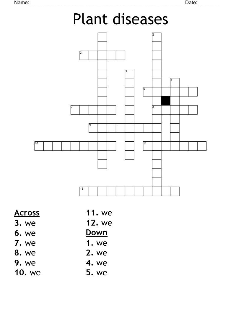 Plant diseases Crossword