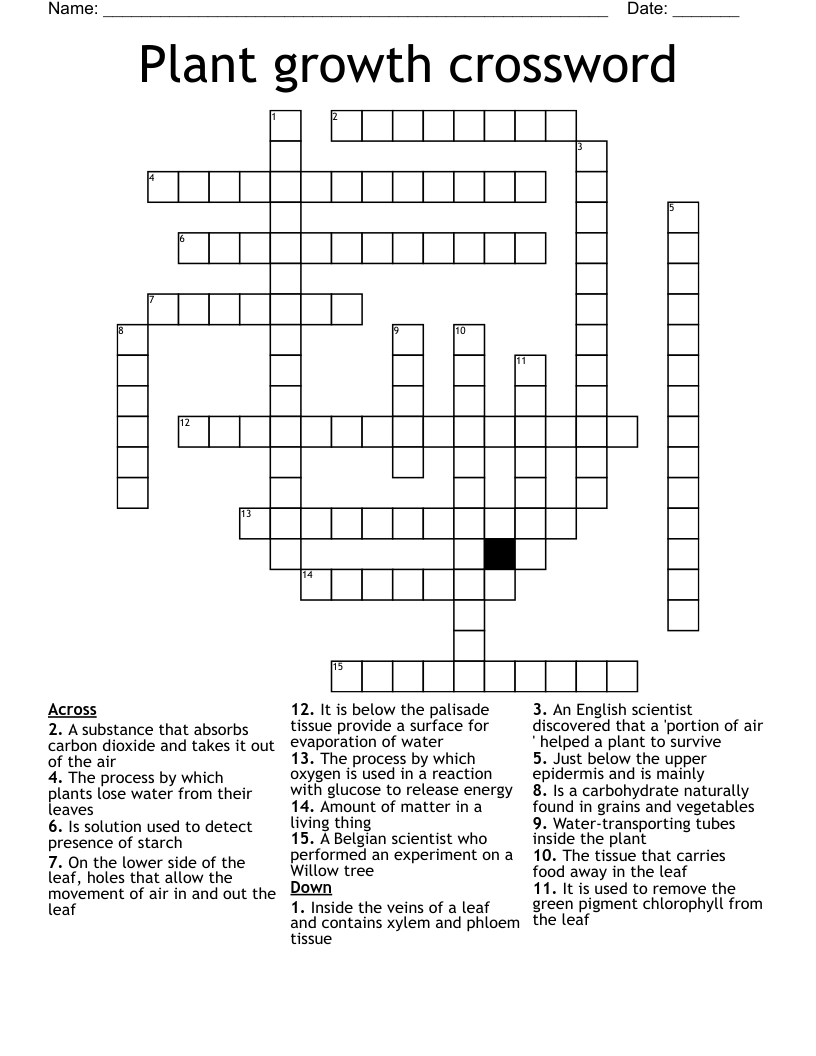Plant growth crossword