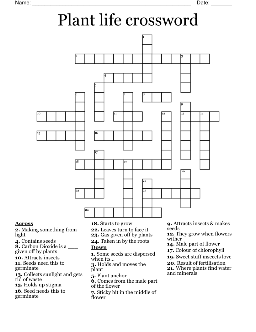 Plant life crossword