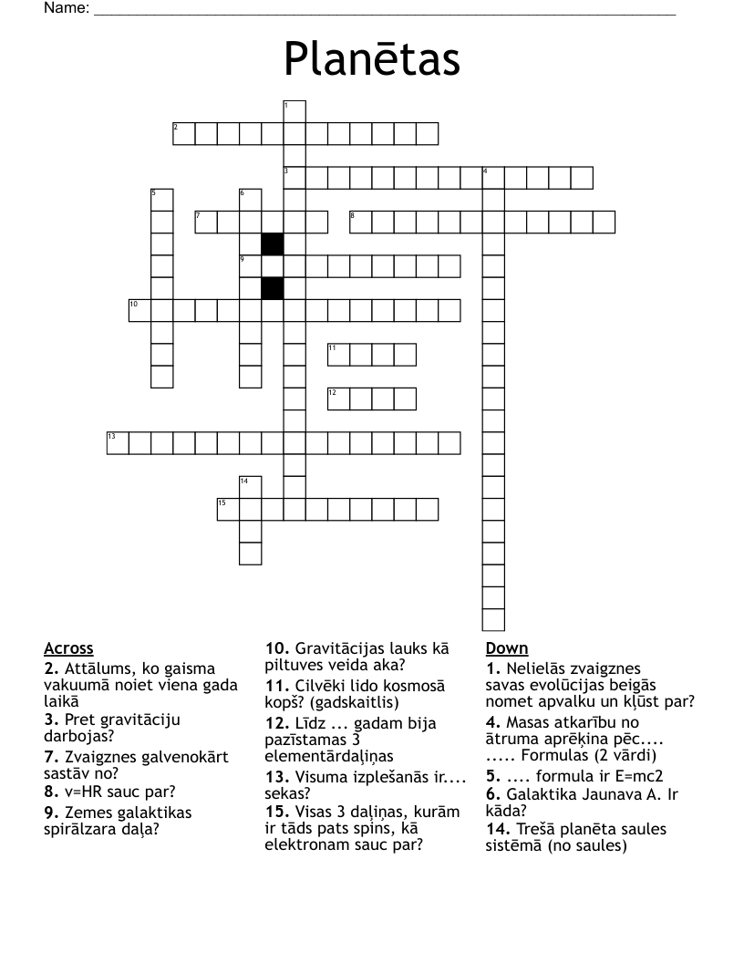 Planētas  Crossword