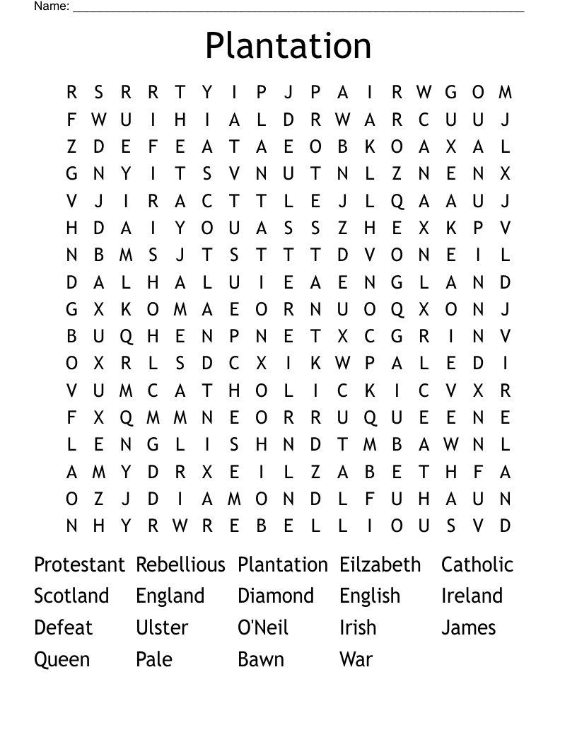 Plantation  Word Search