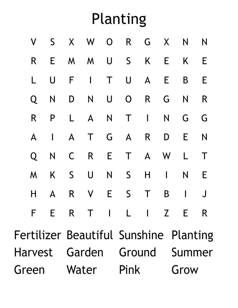 Planting Word Search
