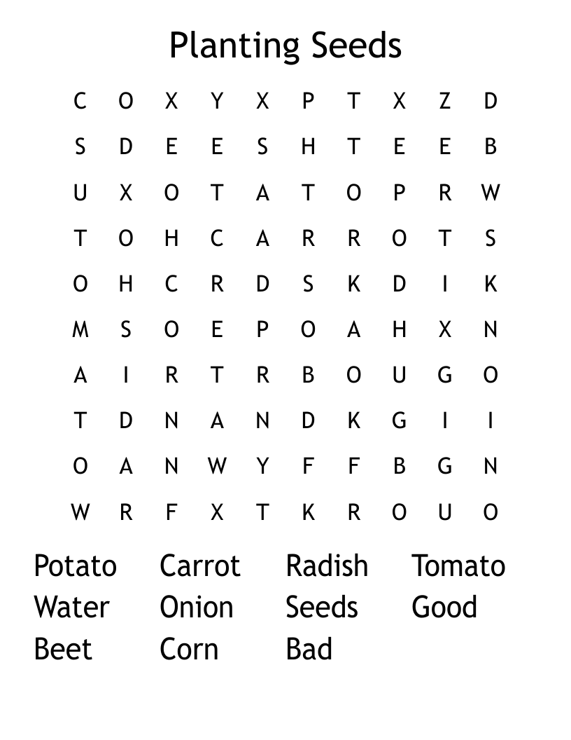 Planting Seeds Word Search