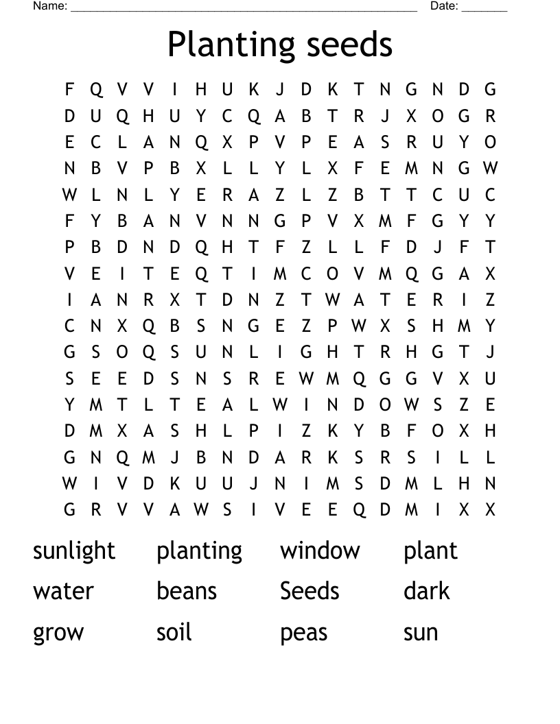 Planting seeds Word Search